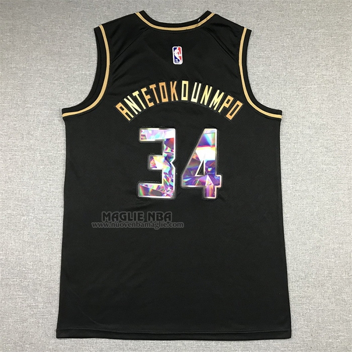 Maglia
 Giannis Antetokounmpo NO 34 Milwaukee Bucks Golden Edition 2021-22 Nero
